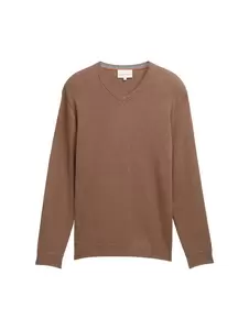 cotton cashmere vneck knit - 38678/dark taupe mela
