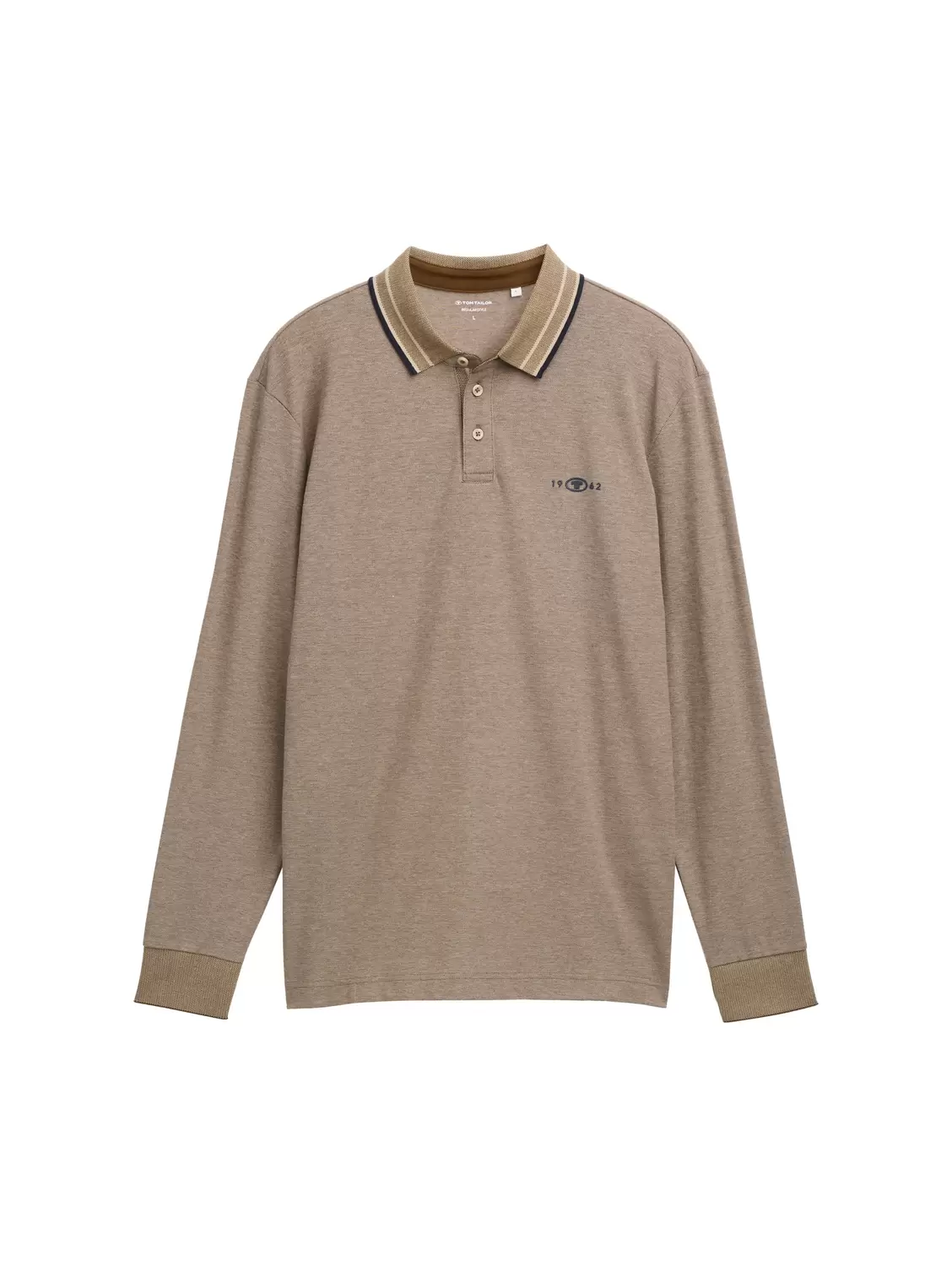 Langarm Piqué Poloshirt mit Logo-Print