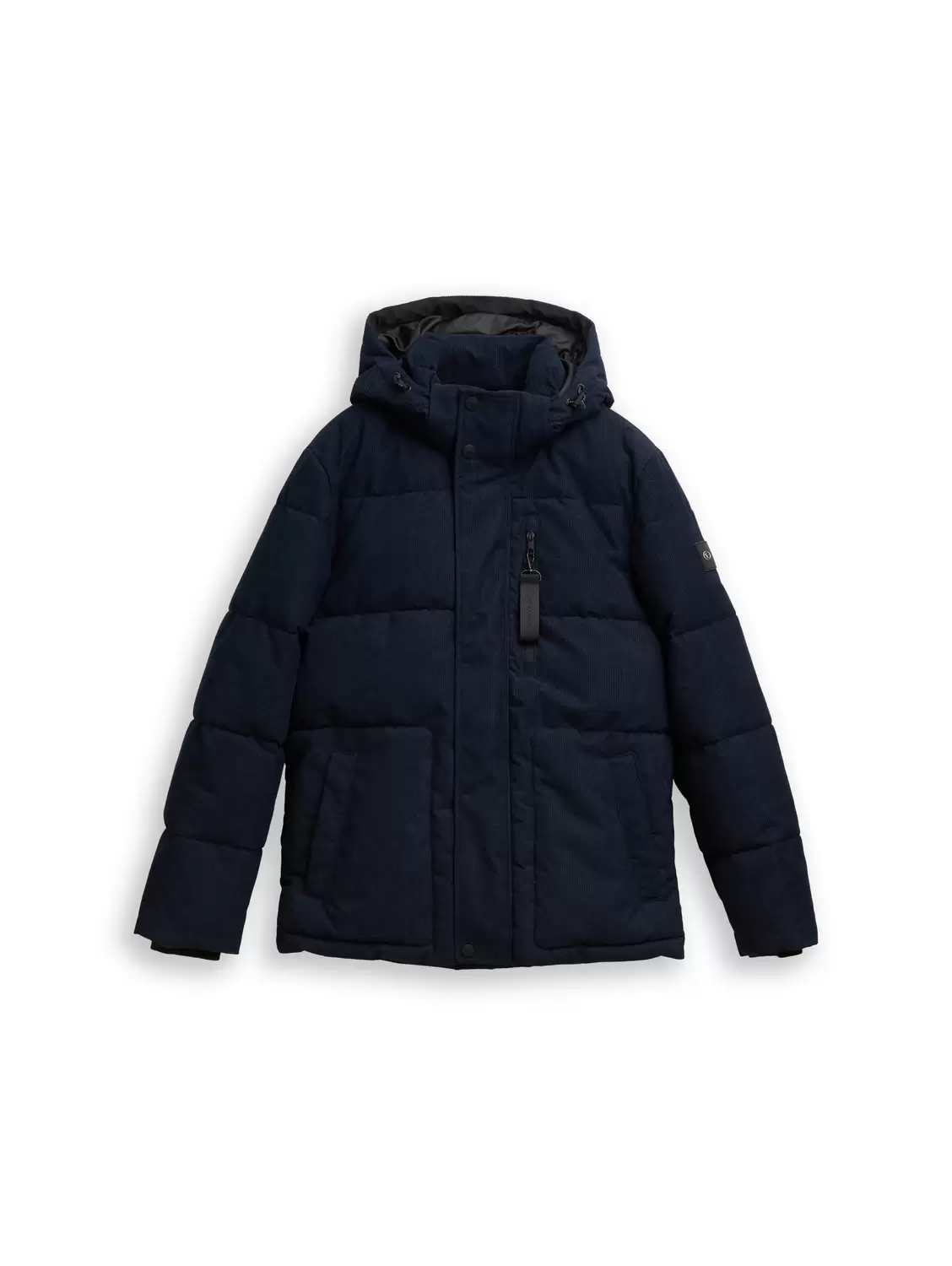 Cord Puffer-Jacke mit abnehmbarer Kapuze