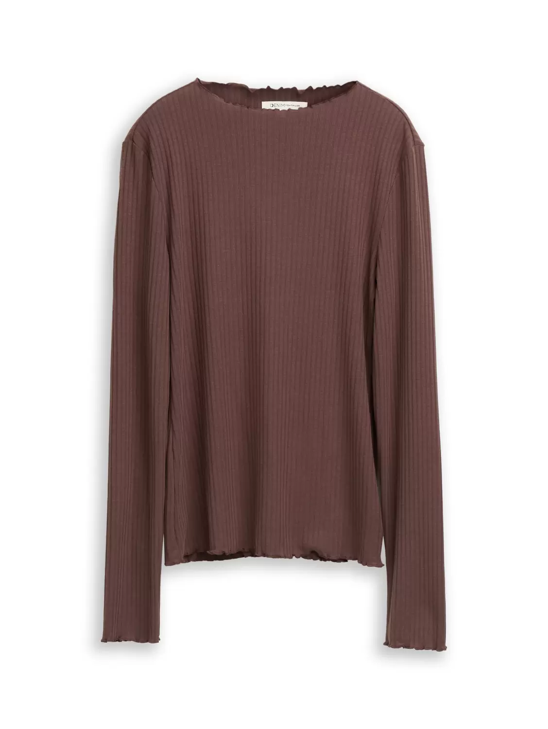 rib T-shirt with frill edge