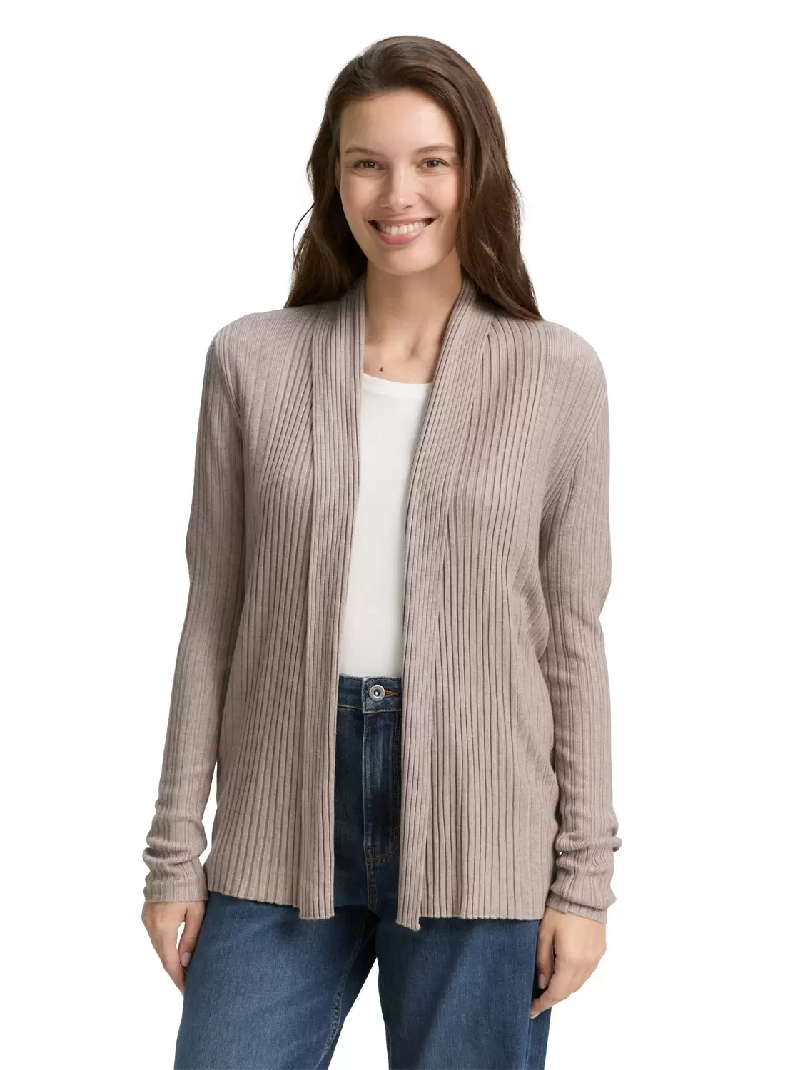 knit rib cardigan - 38330/soft taupe melange