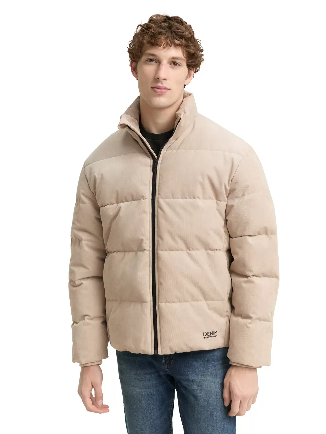 Cord Puffer-Jacke mit Stehkragen