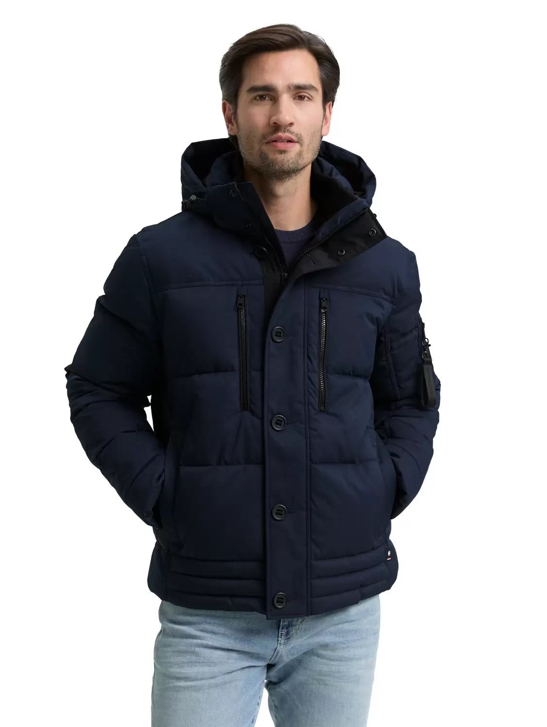 puffer jacket with hood - 10668/sky captain blue