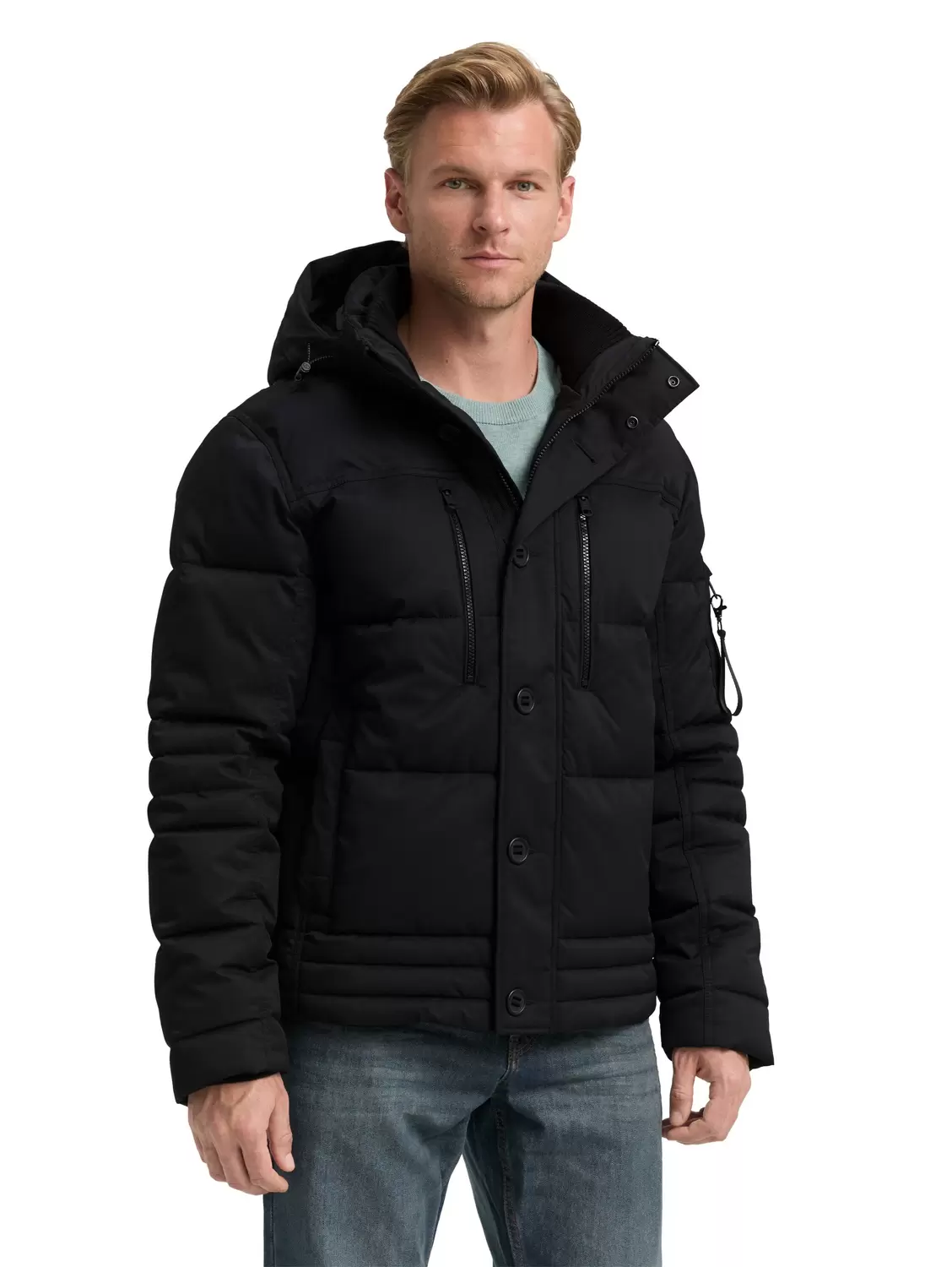 Puffer-Jacke mit abnehmbarer Kapuze