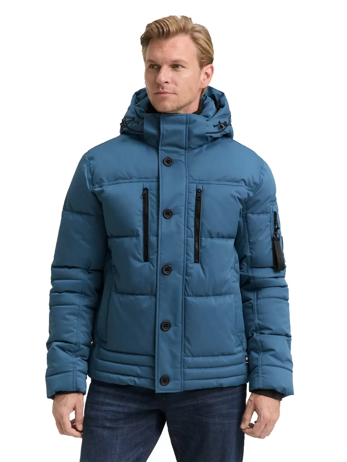 Puffer-Jacke mit abnehmbarer Kapuze