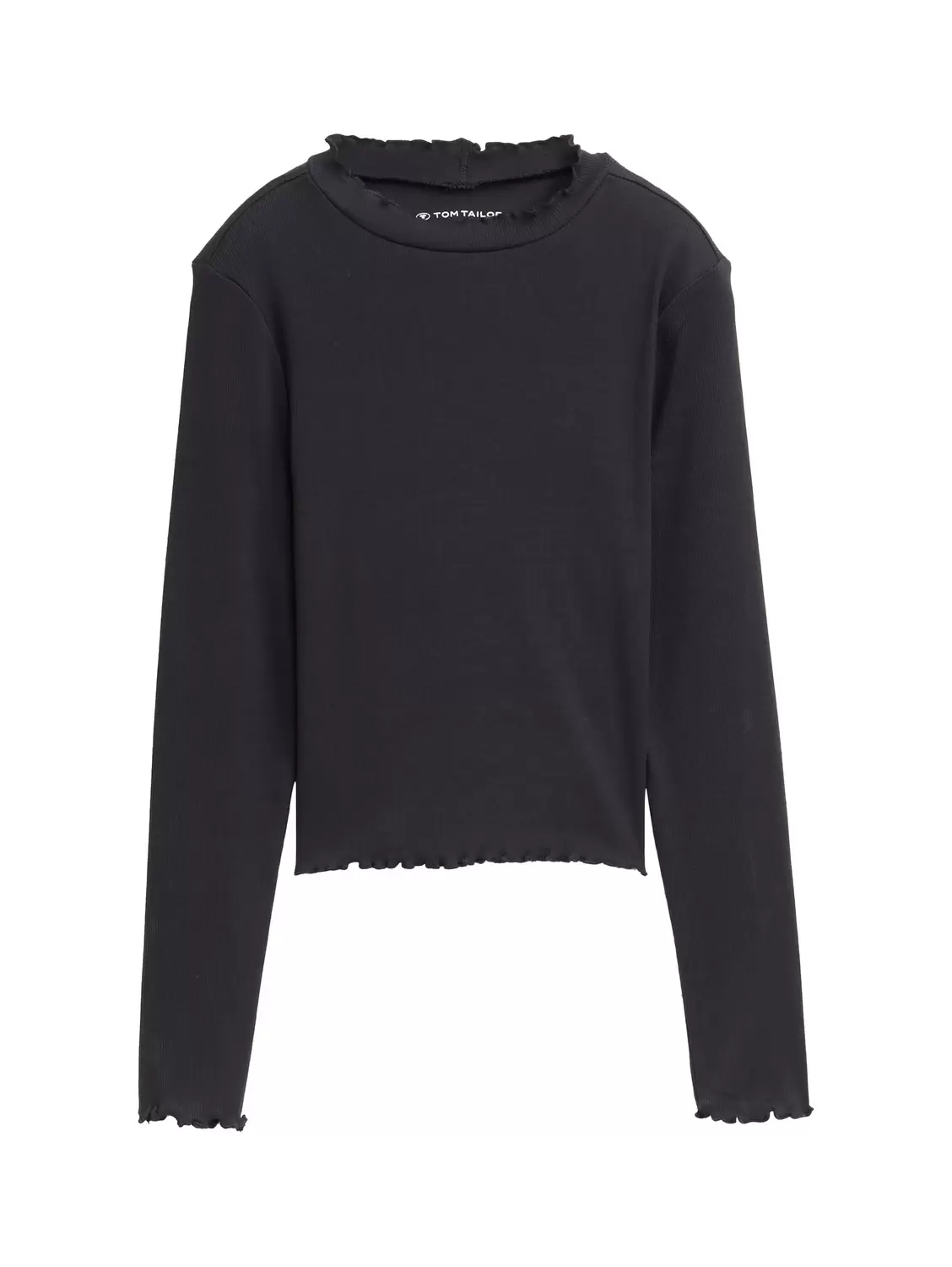 Cropped Langarmshirt mit Rippstruktur