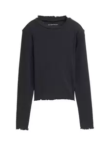 Cropped Langarmshirt mit Rippstruktur