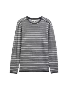 fine knit crew neck pullover - 39199/offwhite navy
