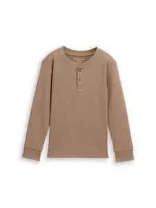 Henley Langarmshirt mit Waffelstruktur