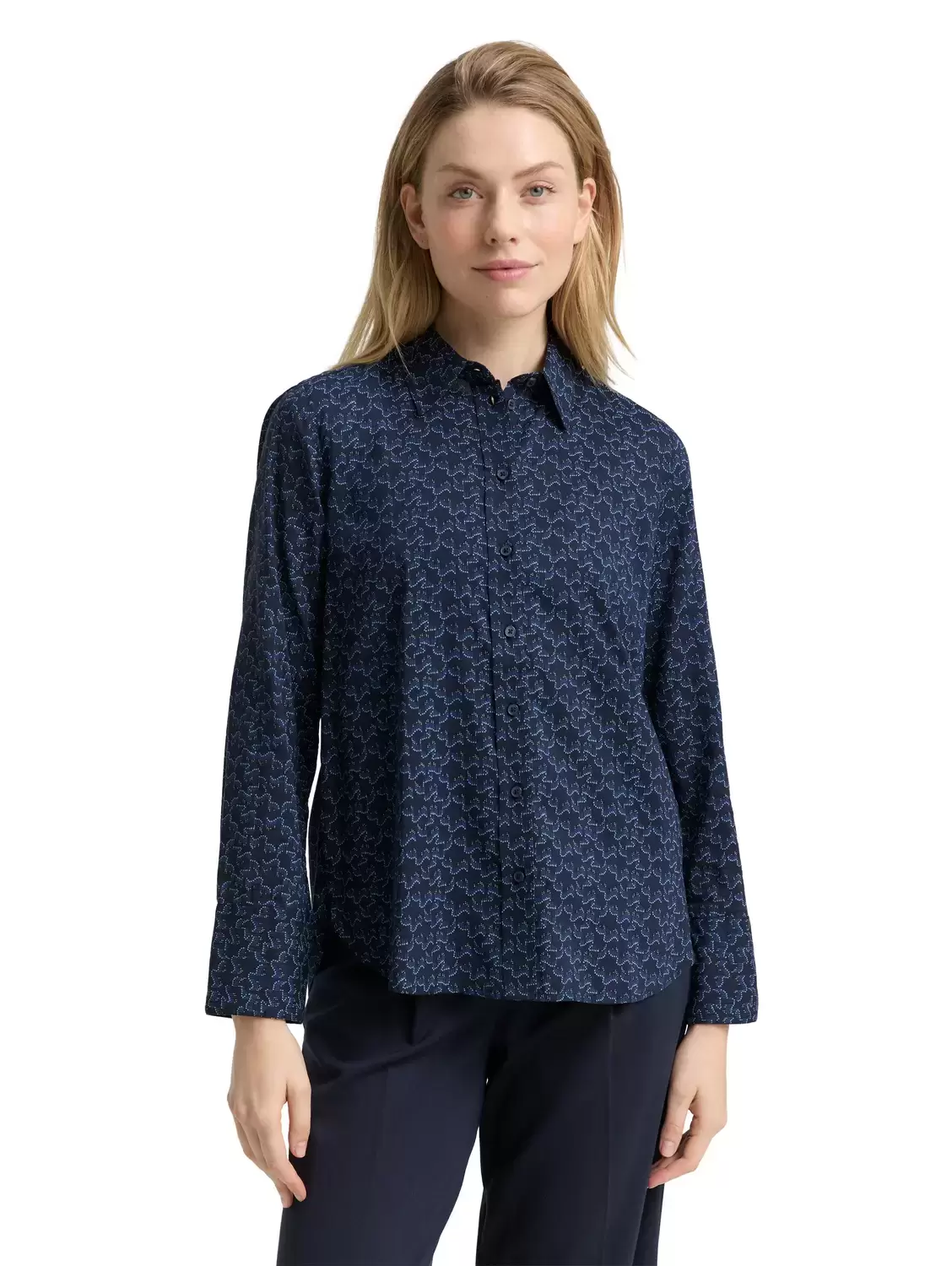 blouse shirt printed - 39036/small blue wave print