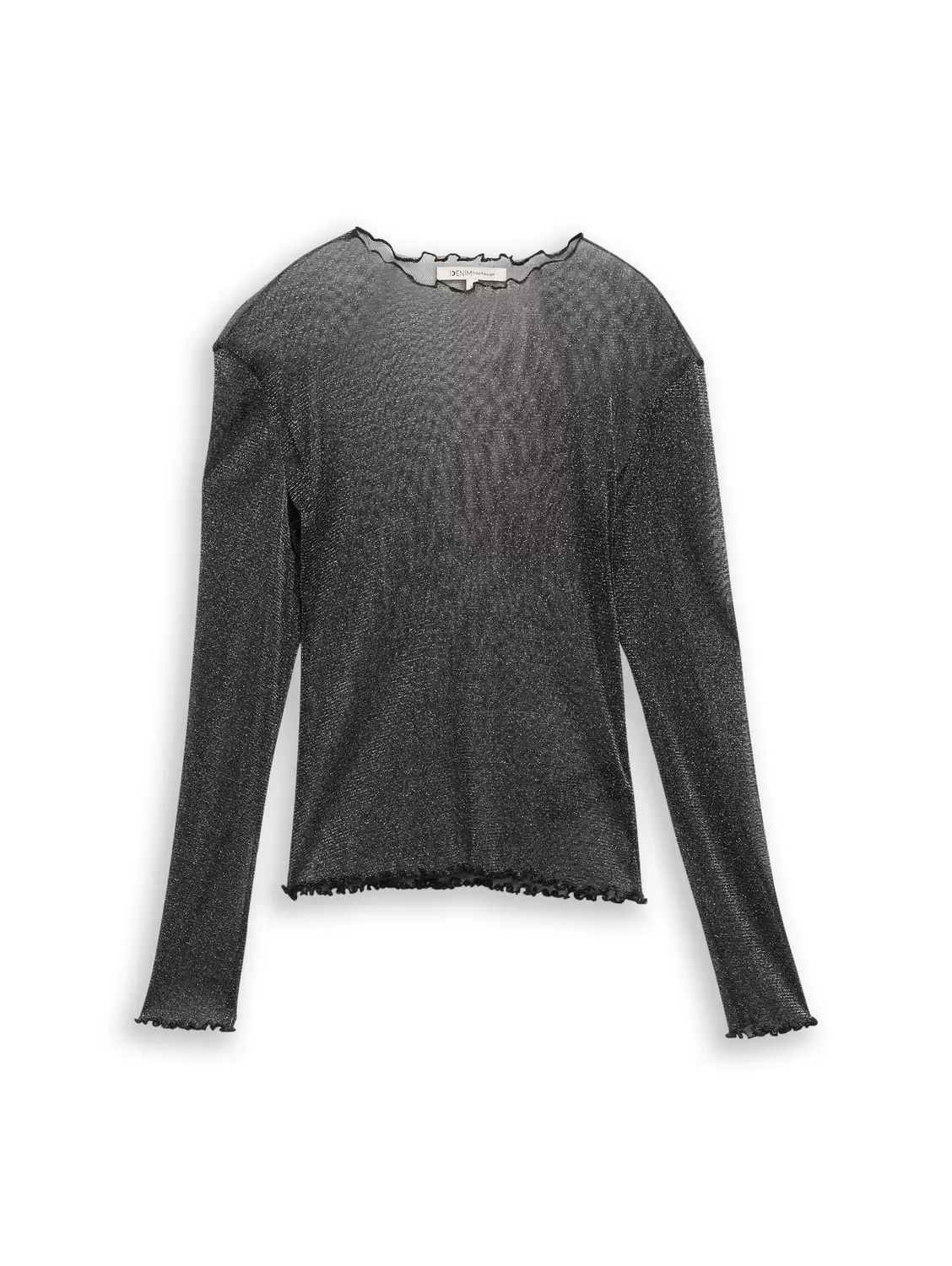 Mesh Langarmshirt mit Glitzer-Effekt