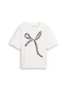 Boxy Fit T-Shirt mit Schleifen-Print