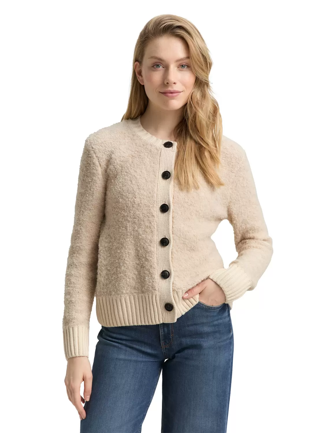 knit boucle cardigan - 36844/sand stone beige mela