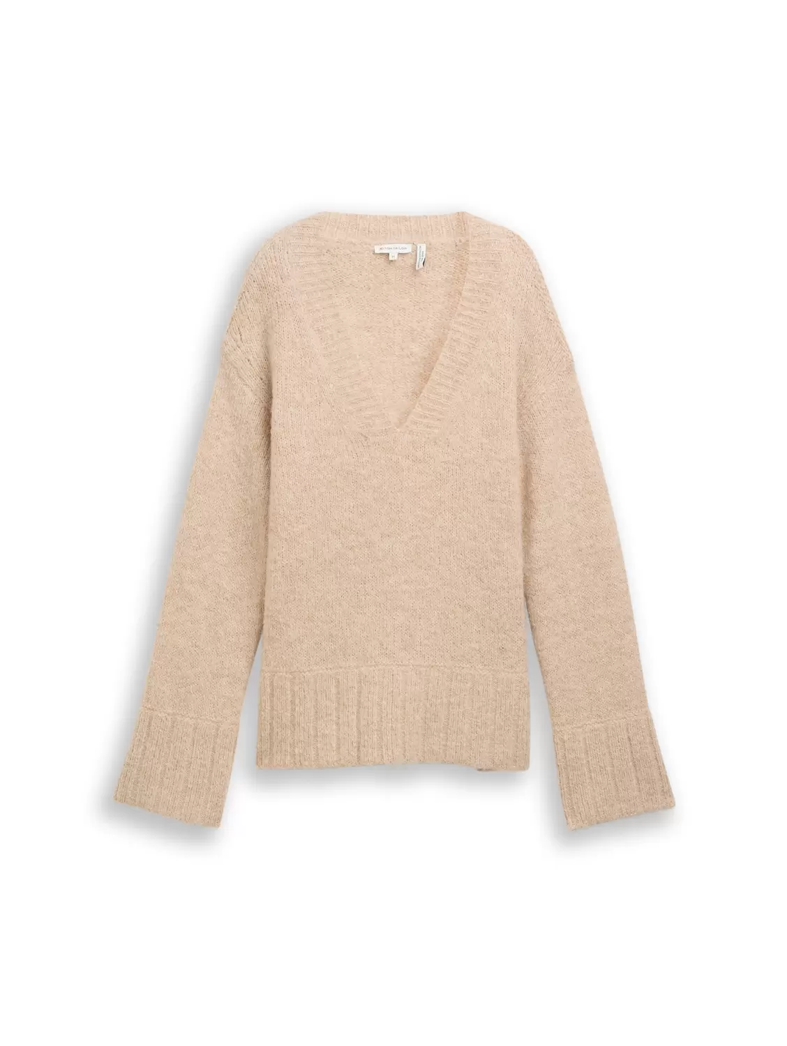Knit hairy v-neck pullover female