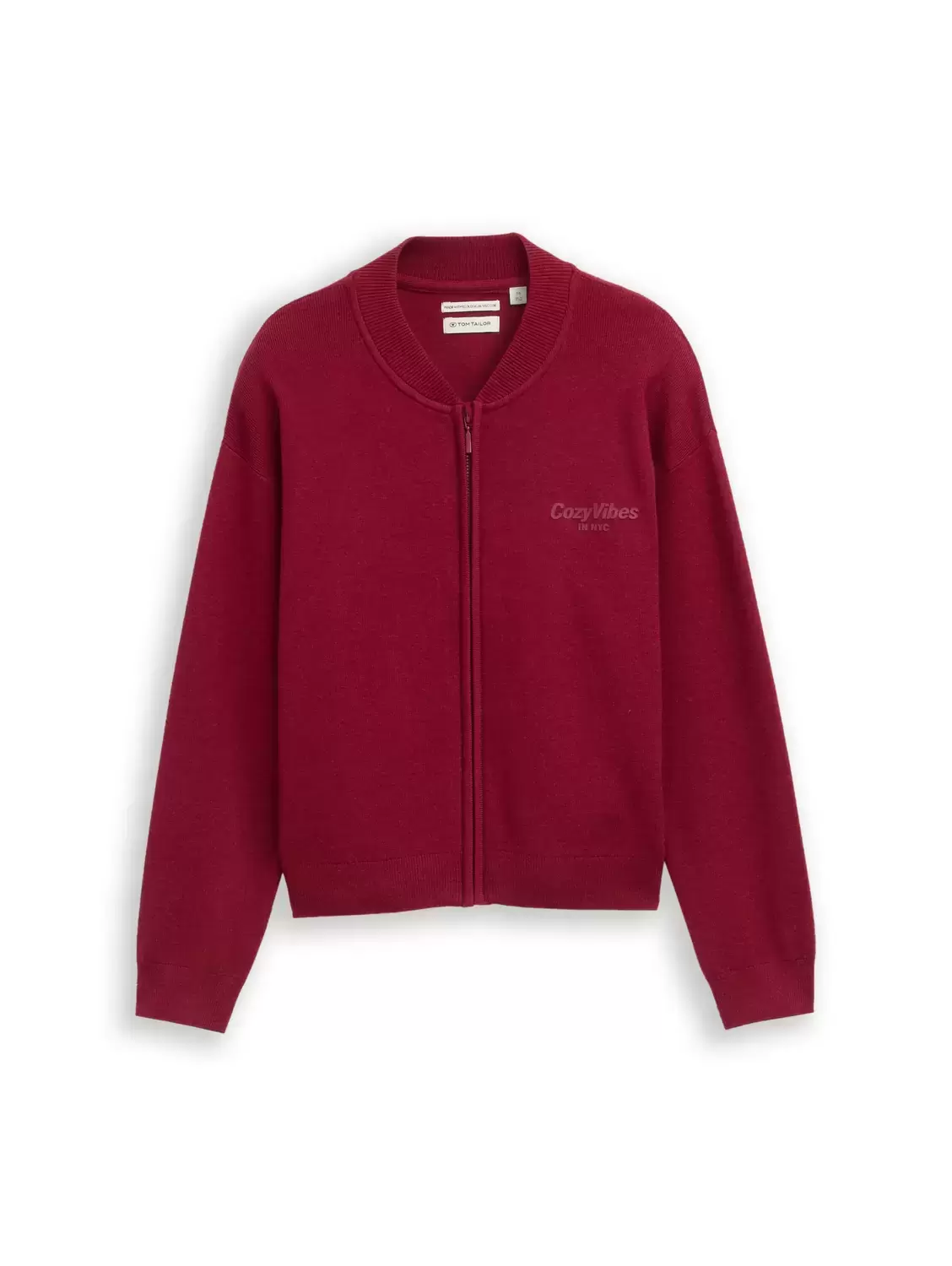 knitted zip cardigan - 11258/Beetroot Red