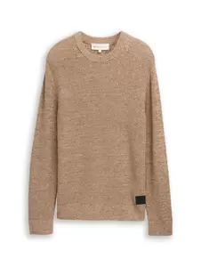 relaxed structure crew neck kn - 25380/brown tonal