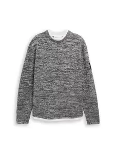 structured double layer crew n - 15967/black white