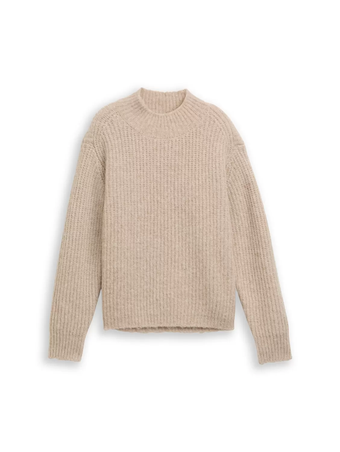 Knit hairy mock-neck pullover female
