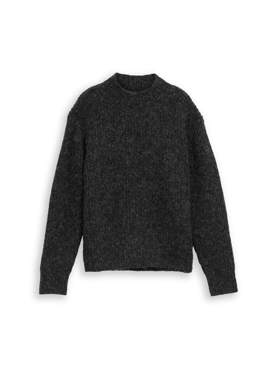 knit hairy mock-neck pullover