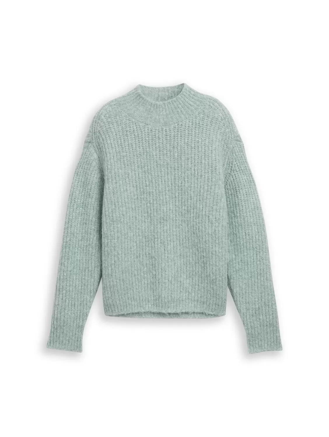 knit hairy mock-neck pullover