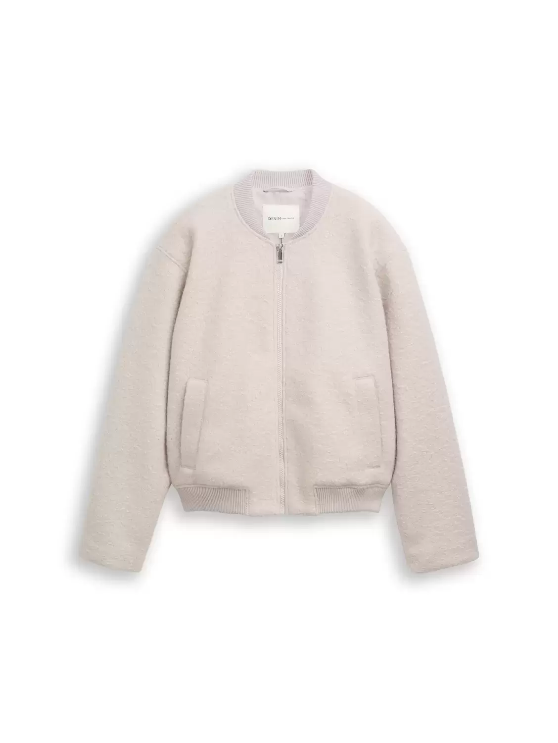 boucle bomber collar jacket