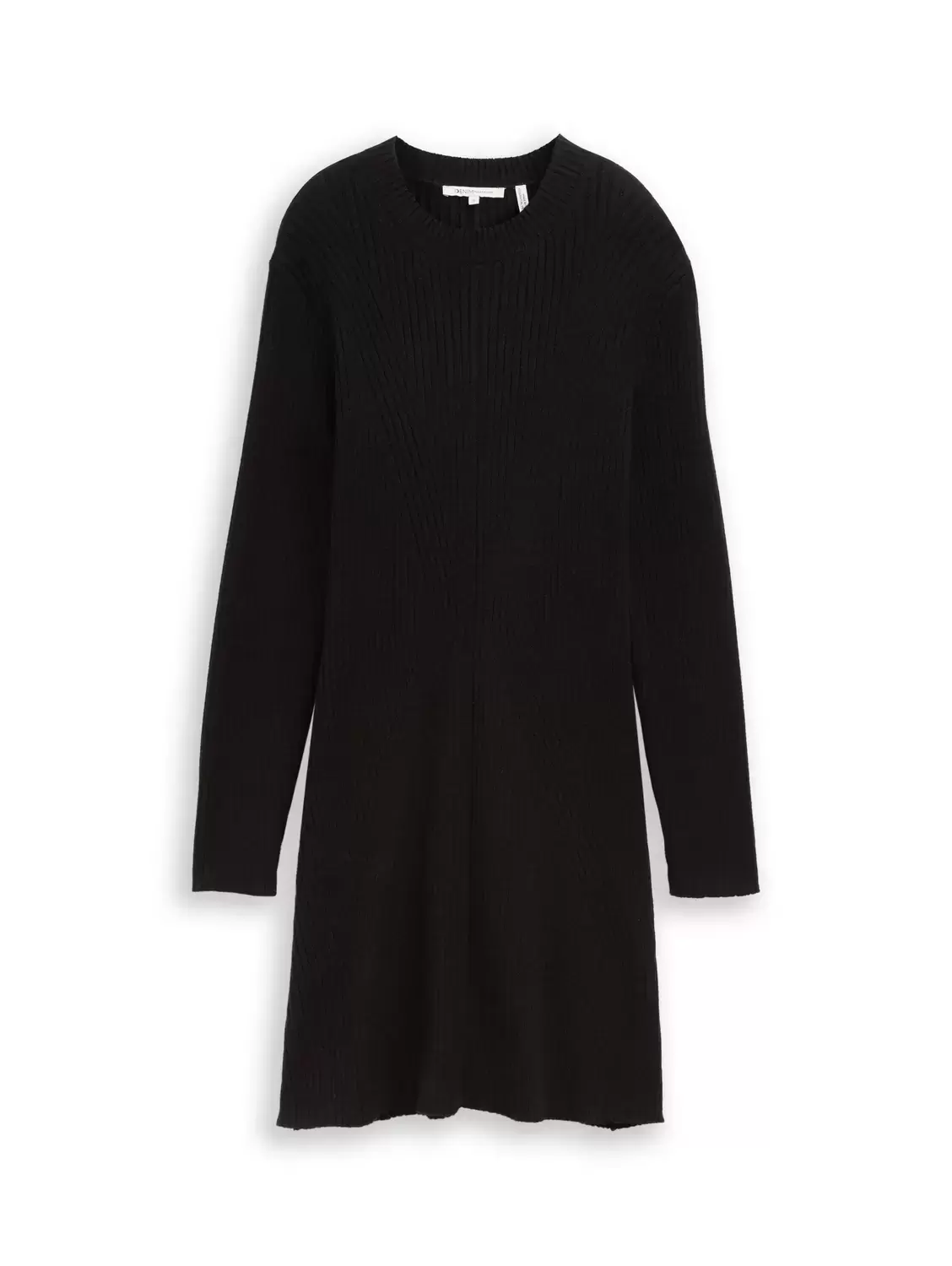 Knitted rib dress with crew-ne female