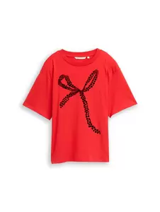 Boxy Fit T-Shirt mit Schleifen-Print