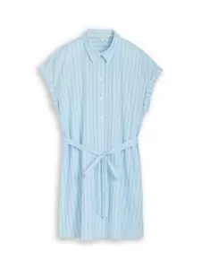 striped mini shirt dress