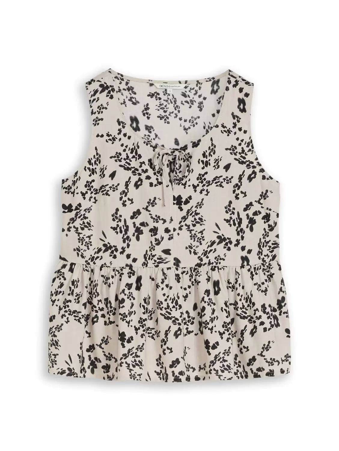 Linen mix blouse with bow female