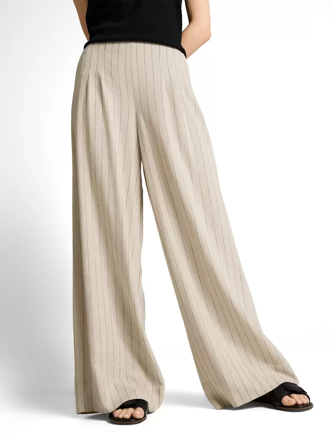 Modern wide leg linen pants female