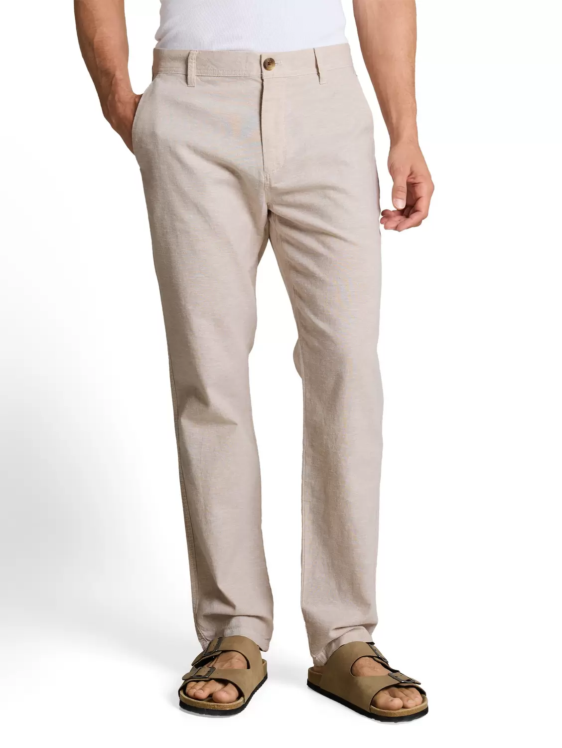 Regular cotton linen chino pan male