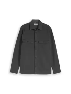 washed herringbone overshirt