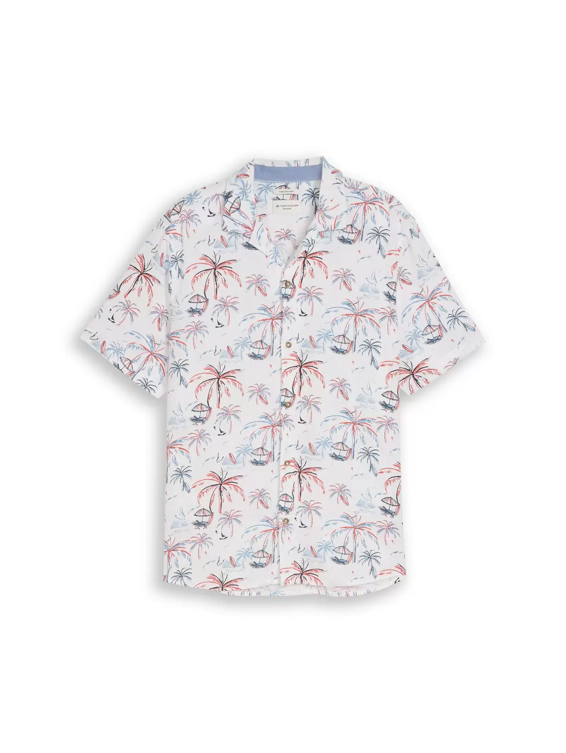 Printed viscose linen shirt male