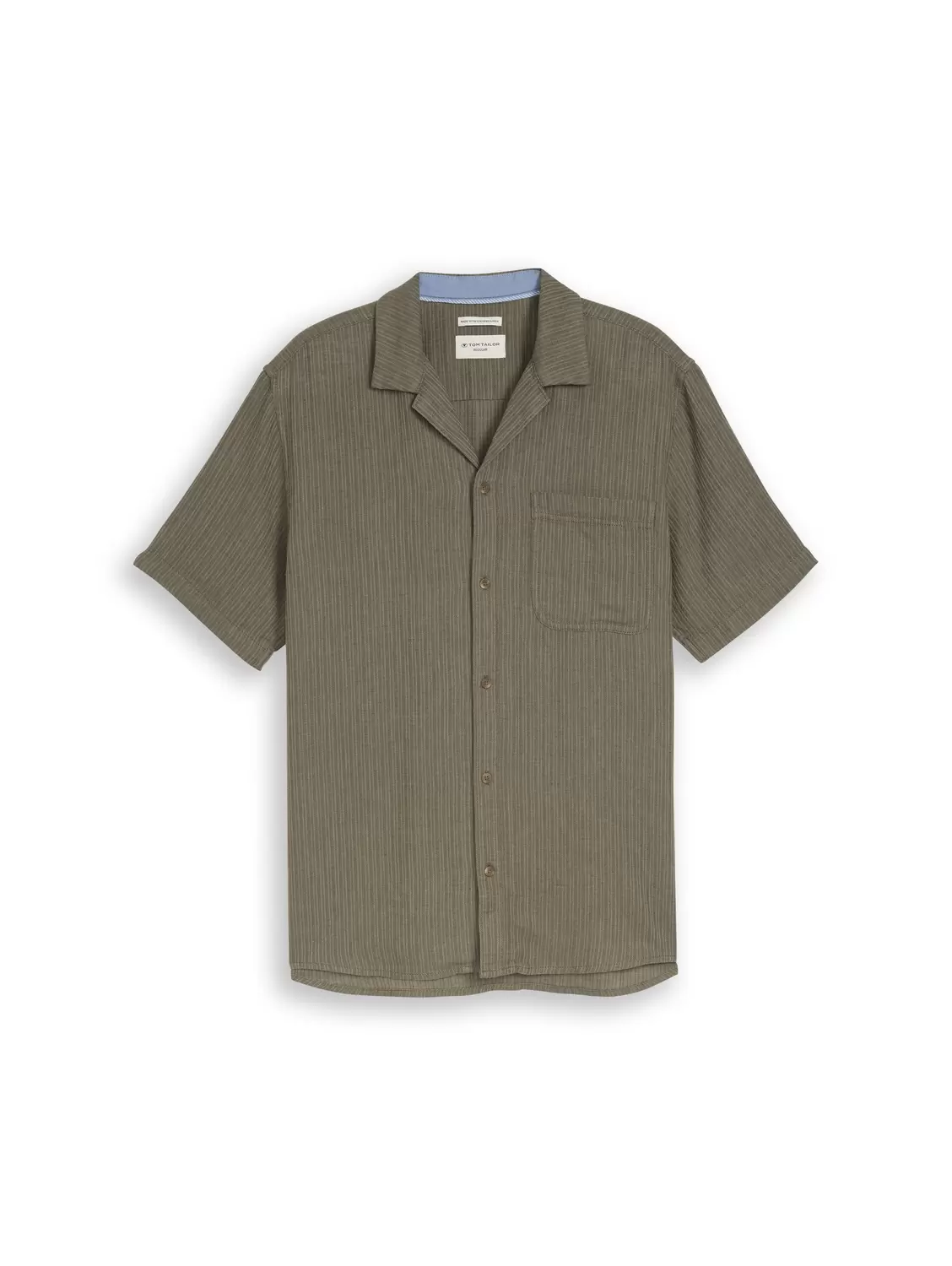 Regular Fit Resort Hemd mit Leinenanteil