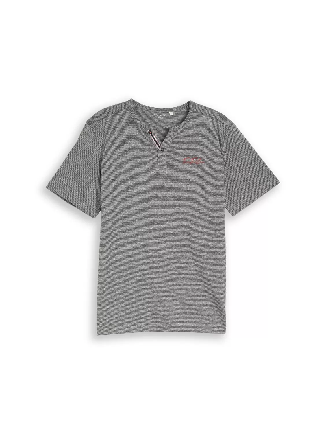 Henley T-Shirt mit feinem Streifenmuster