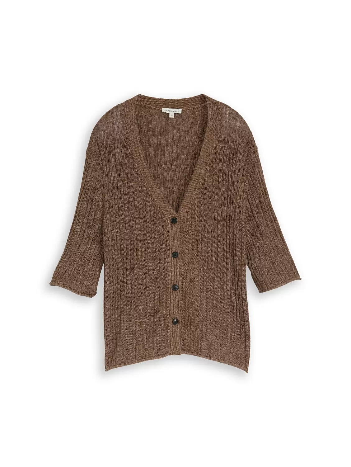 Knit rib shortsleeve cardigan female