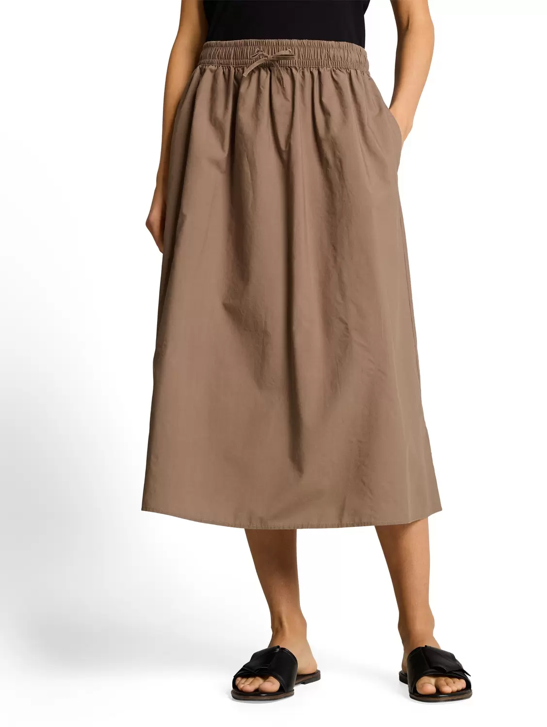 High Waist Midi-Rock mit Taschen