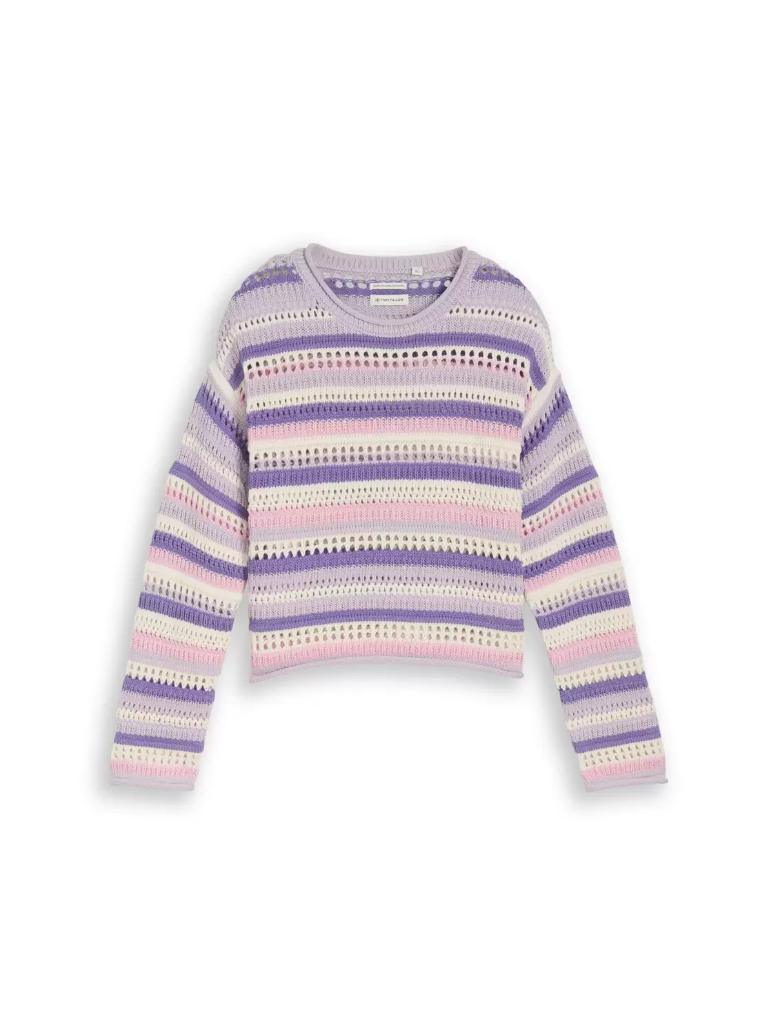 striped open knit pullover