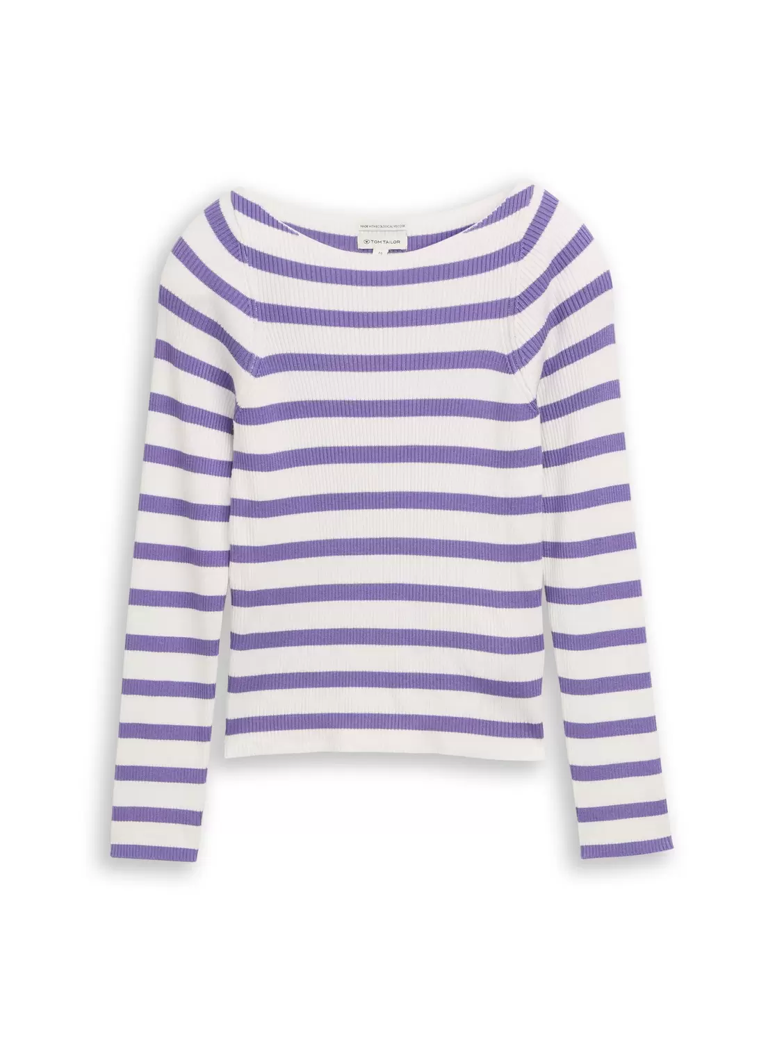 striped boat neck pullover