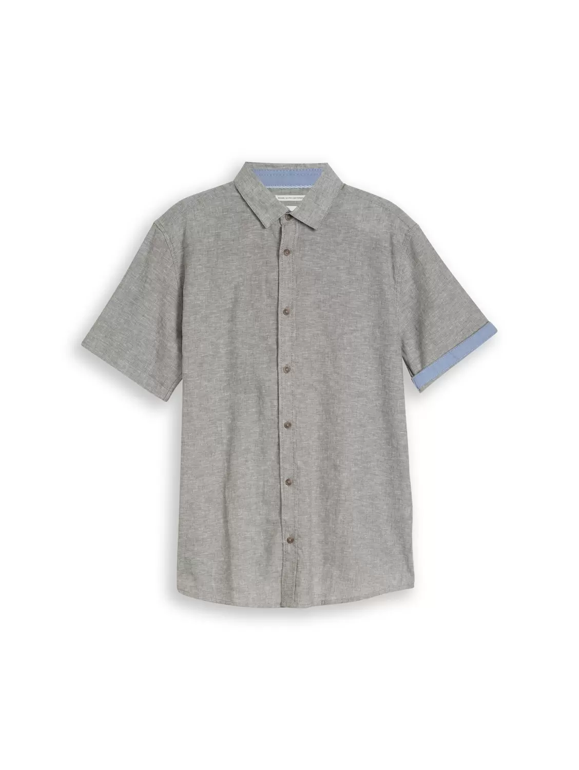 Regular Fit Kurzarmhemd mit Leinenanteil