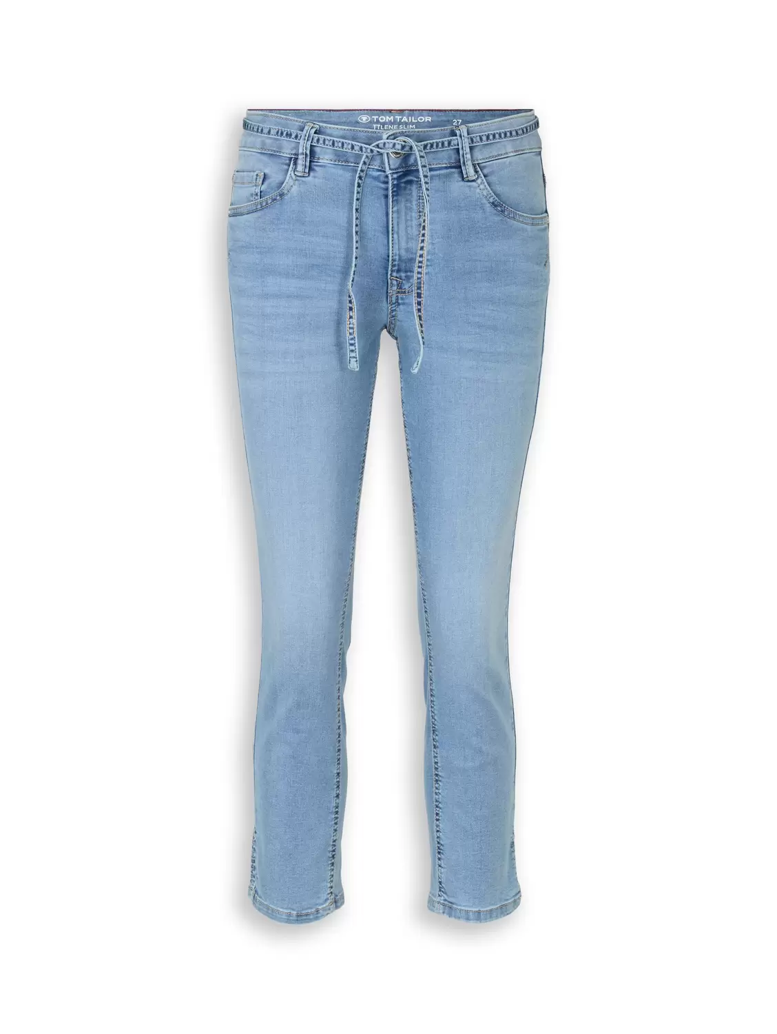TTLENE SLIM CROPPED Stretch Jeans mit Bindegürtel