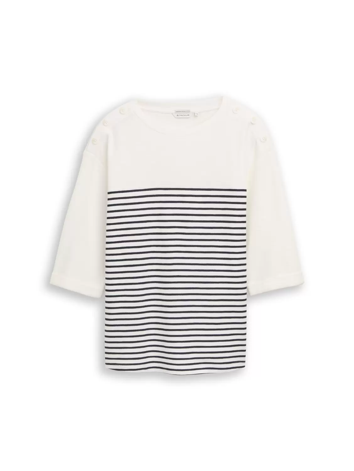 T-shirt shoulder buttons strip female