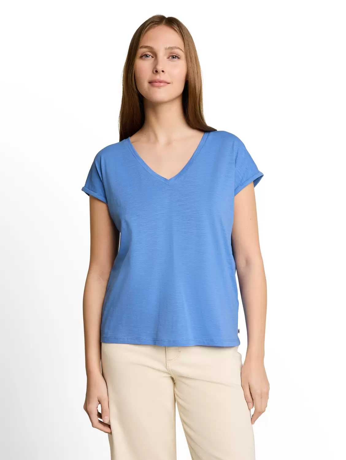 slub v-neck T-shirt