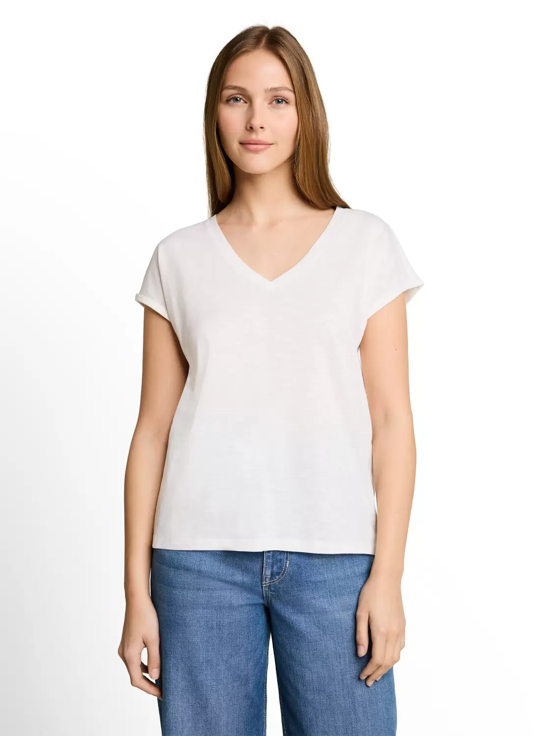 slub v-neck T-shirt