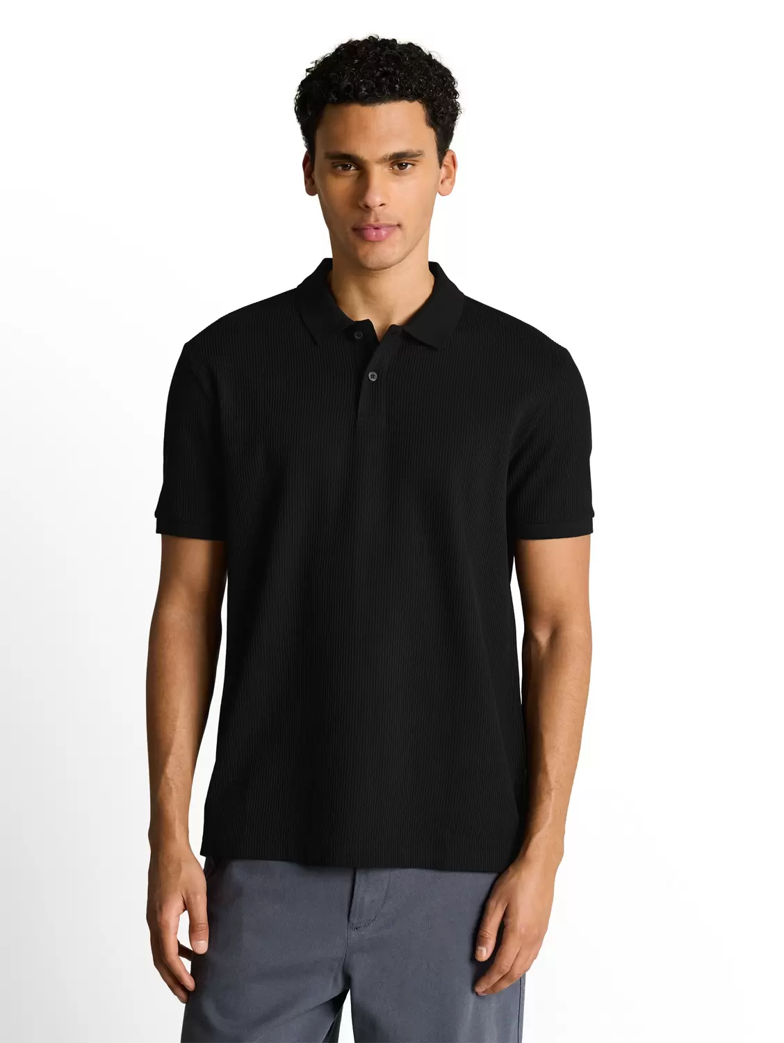 Poloshirt mit Rippstruktur