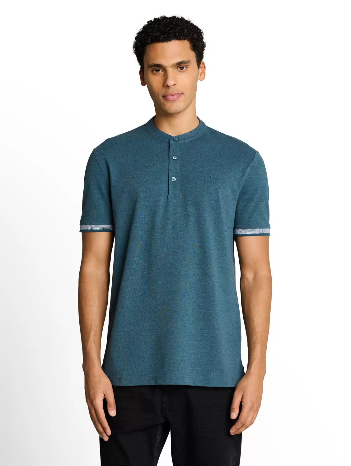 stand up collar two tone polo