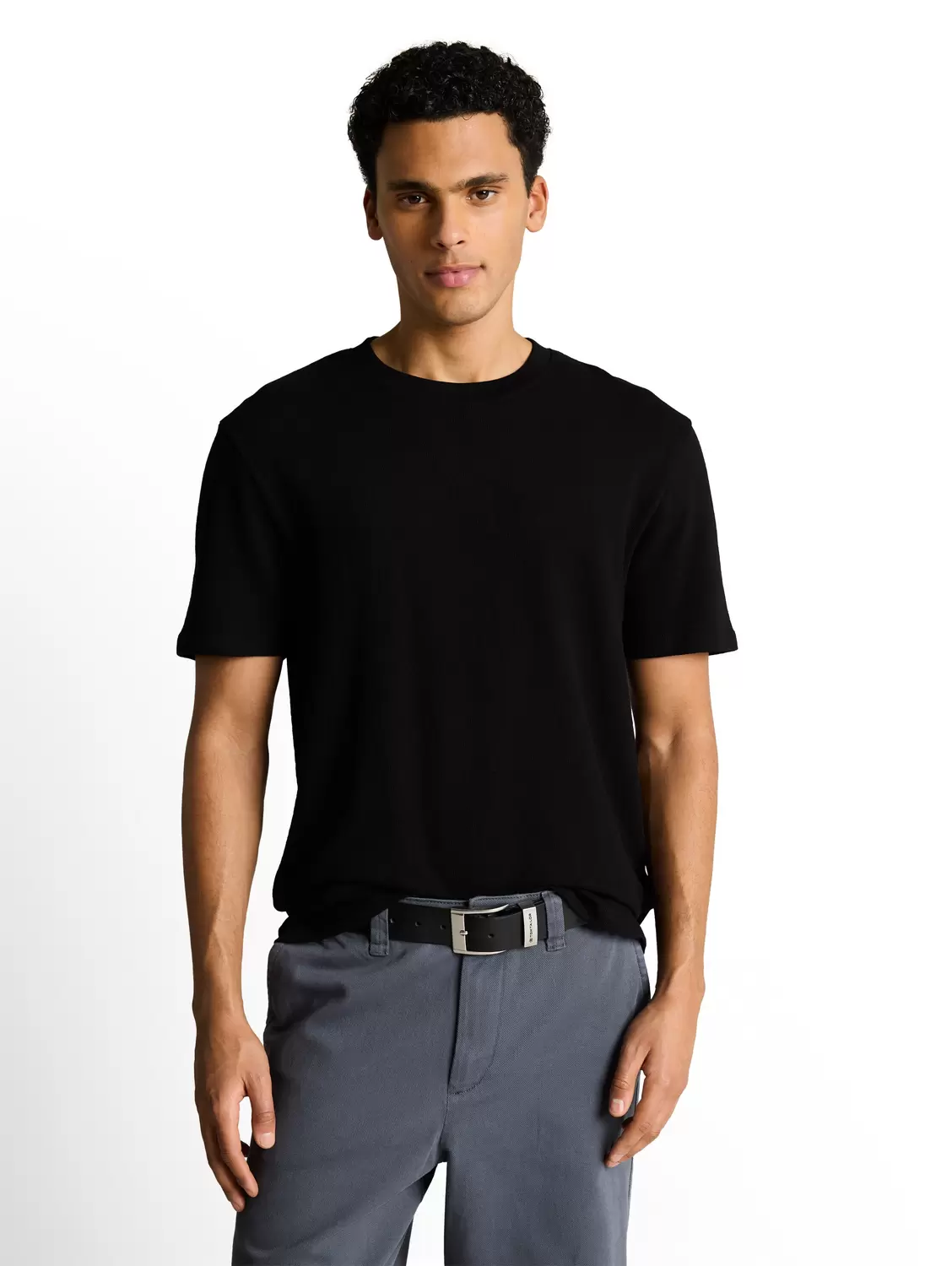 Solid structured t-shirt male