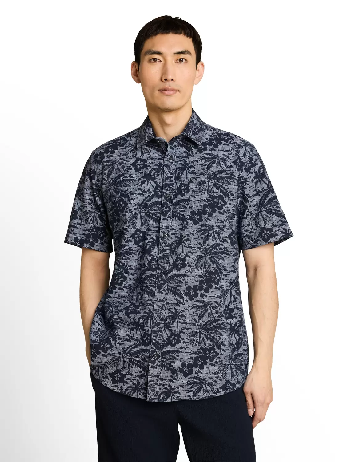 Printed slubyarn shirt male
