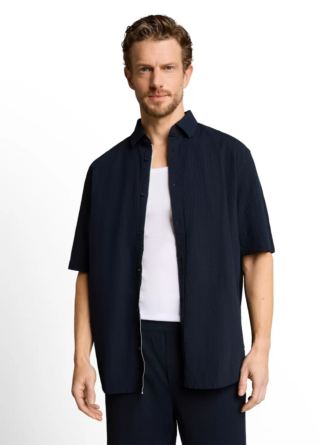 Comfort Fit Seersucker Kurzarmhemd