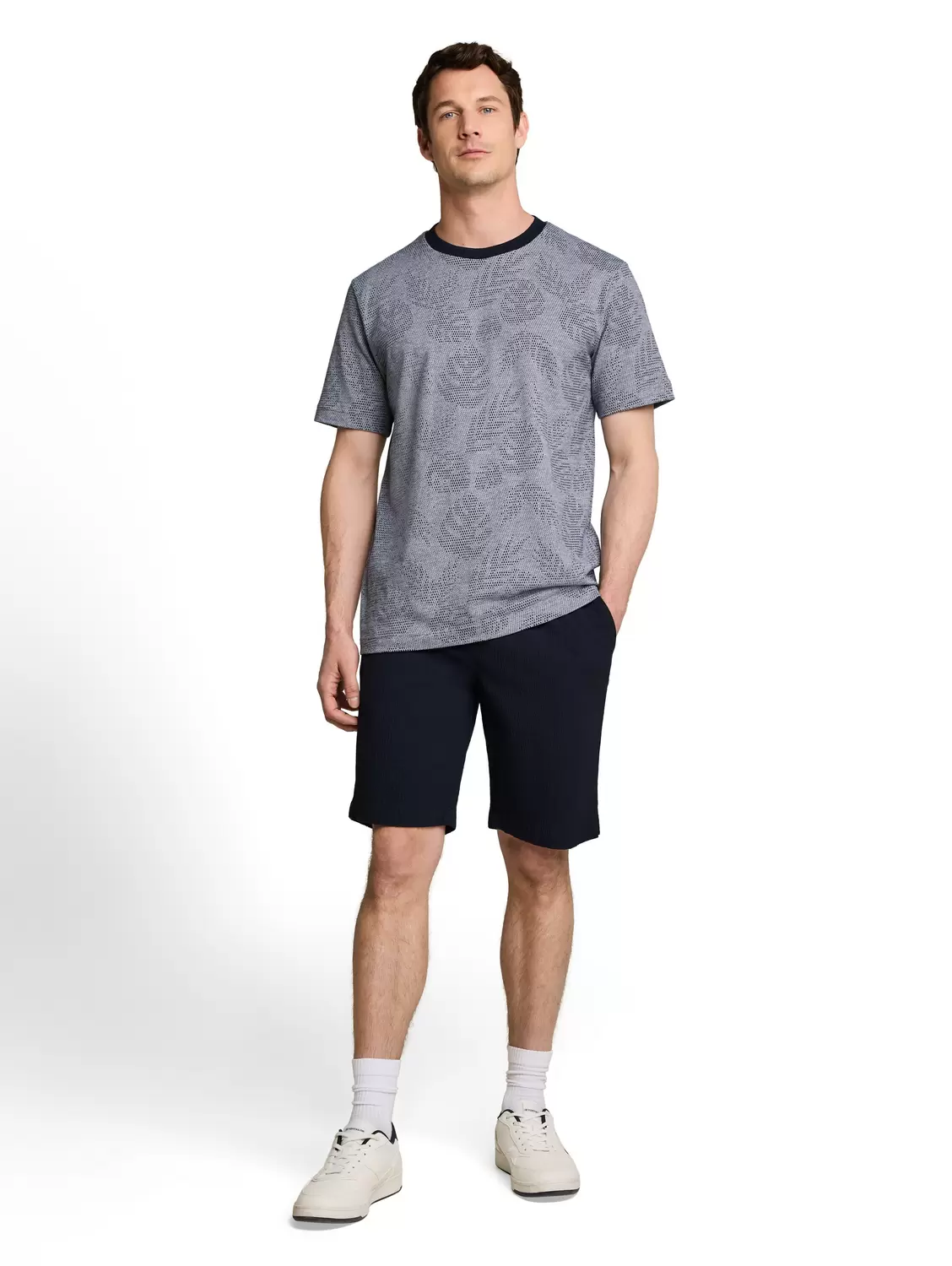 Seersucker Shorts mit elastischem Bund